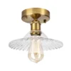 Plafón Trish, latón/transparente, cristal, Ø 22 cm, E27