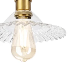 Plafón Trish, latón/transparente, cristal, Ø 22 cm, E27