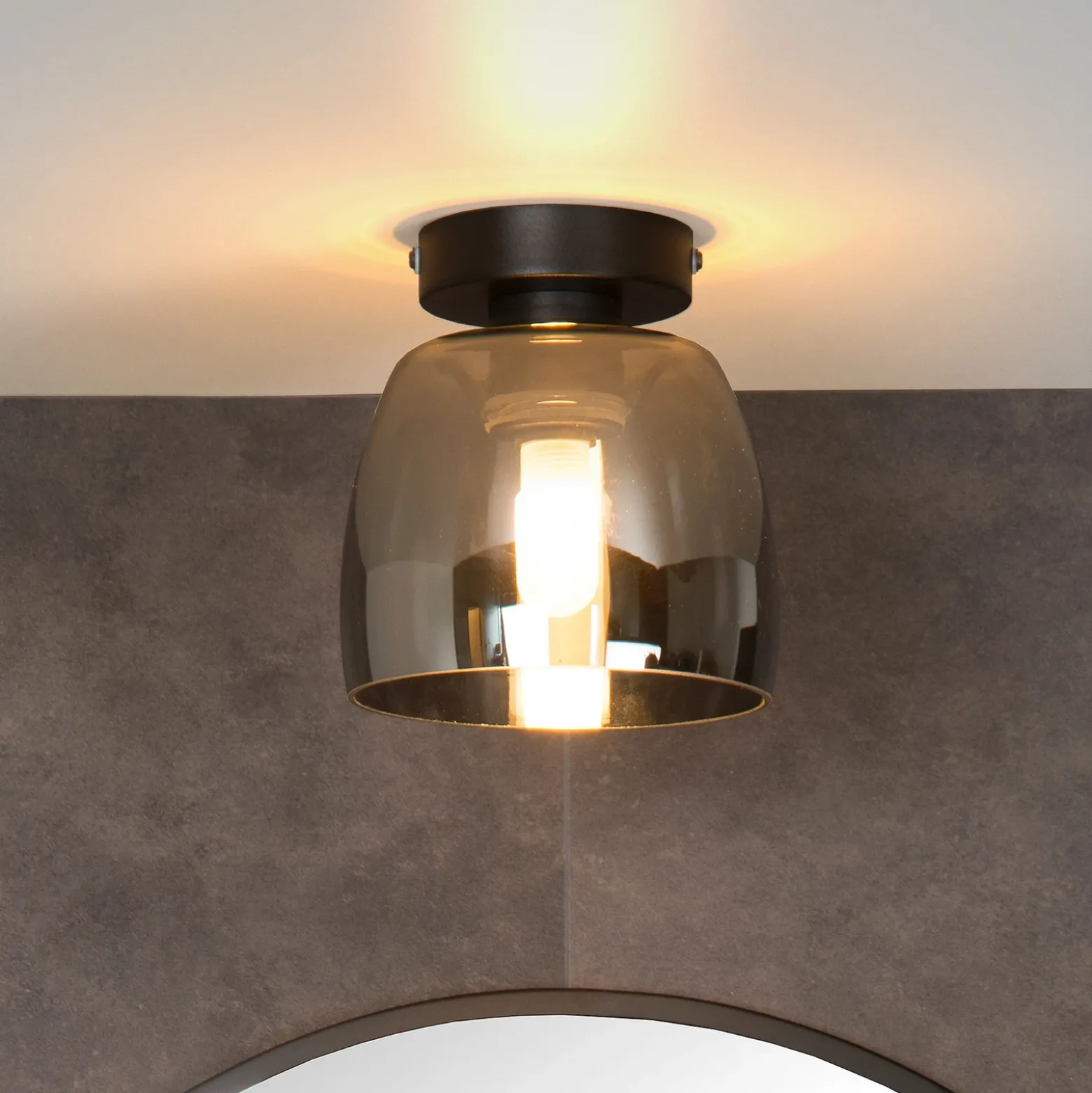 Plafón Tyler para cuarto de baño, negro/gris humo