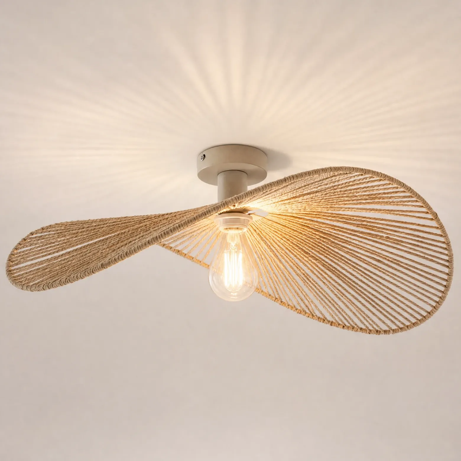 Plafón Valdorin de Lindby, beige, 75 cm x 50 cm, papel