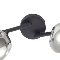 Plafón Valentina de Lindby, gris/negro, 4 luces, cristal