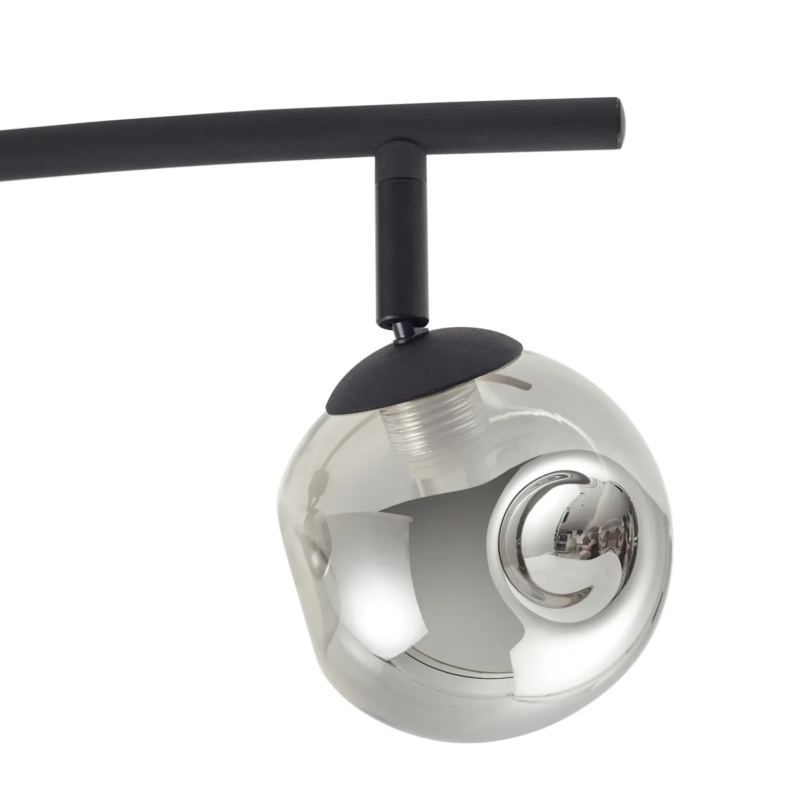 Plafón Valentina de Lindby, gris/negro, 4 luces, cristal