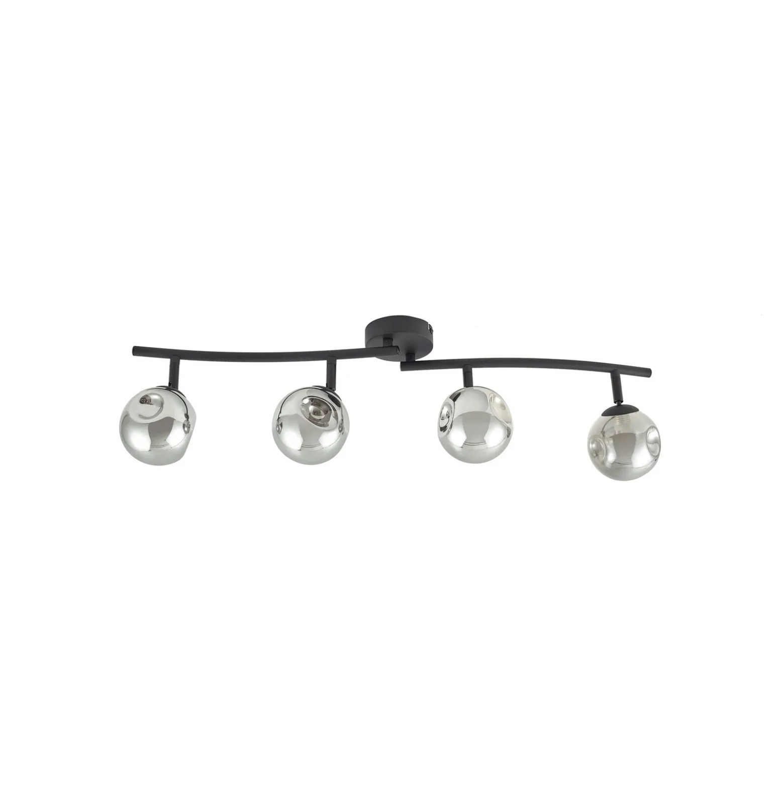 Plafón Valentina de Lindby, gris/negro, 4 luces, cristal