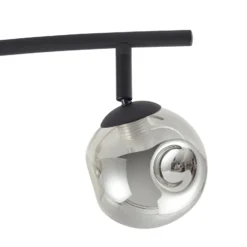 Plafón Valentina de Lindby, gris/negro, 4 luces, cristal