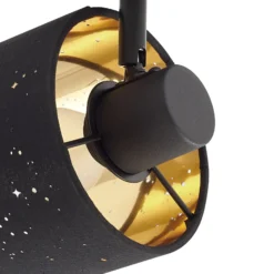 Plafón Vasilia de Lindby, 3 luces, negro/dorado, tela
