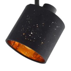 Plafón Vasilia de Lindby, 3 luces, negro/dorado, tela