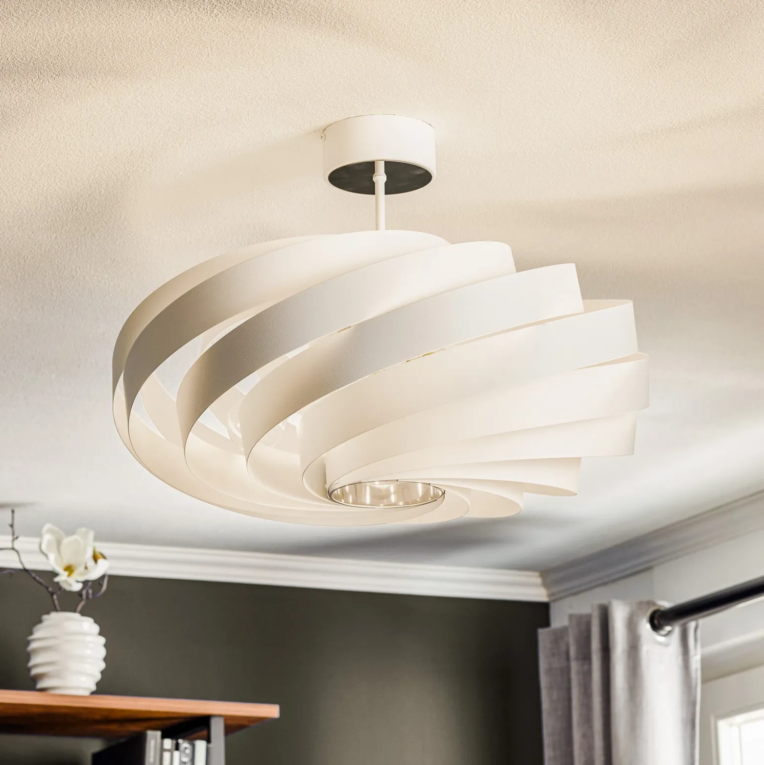 Plafón Vento, blanco, Ø 60 cm, metal, E27