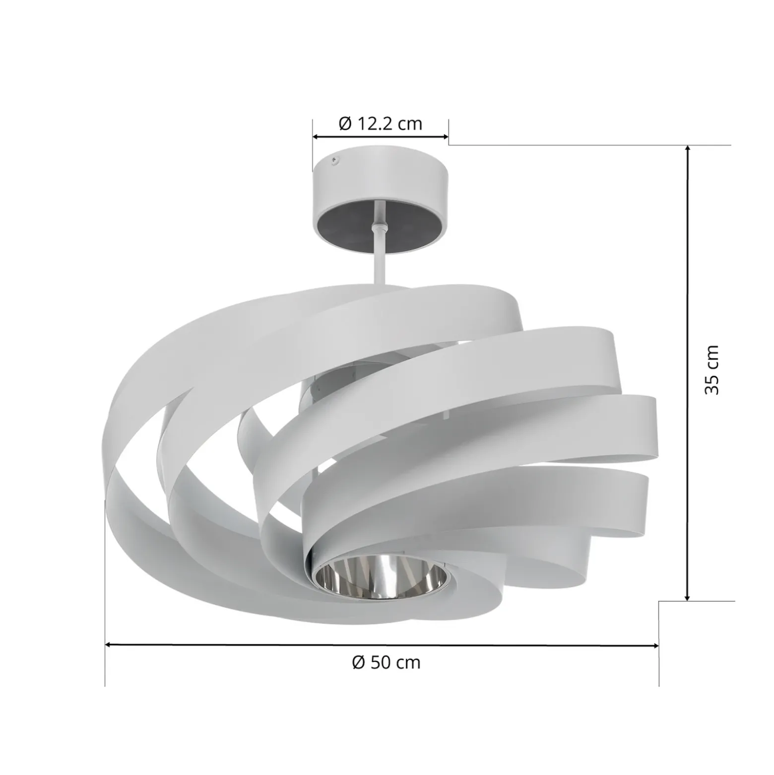 Plafón Vento, blanco, de metal, Ø 50 cm