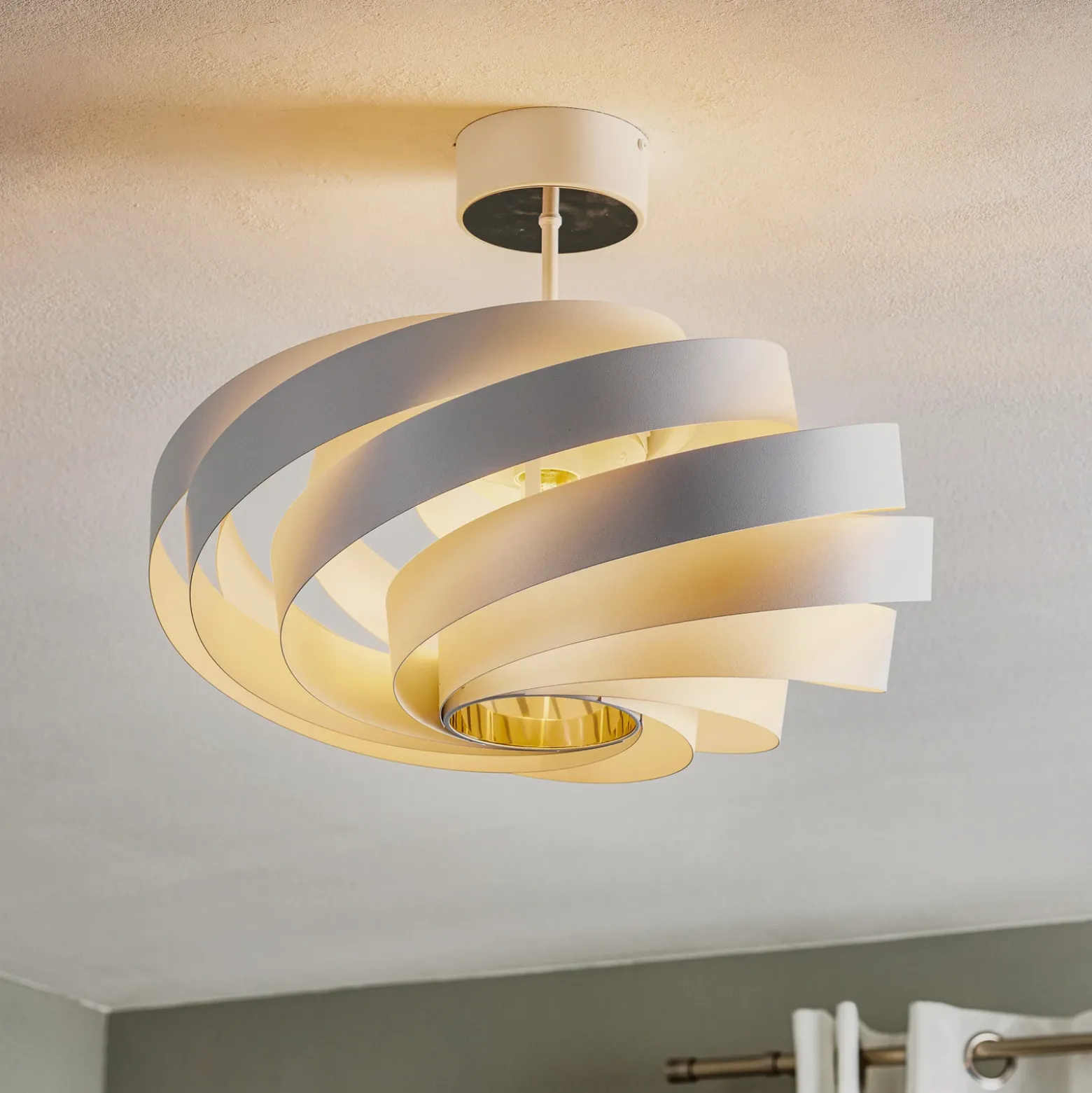 Plafón Vento, blanco, de metal, Ø 50 cm