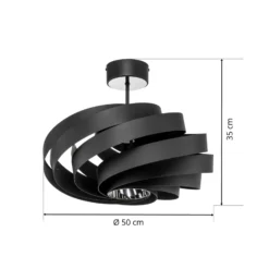 Plafón Vento, negro, Ø 50 cm, metal, E27