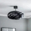 Plafón Vento, negro, Ø 50 cm, metal, E27