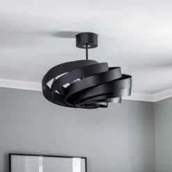 Plafón Vento, negro, Ø 50 cm, metal, E27