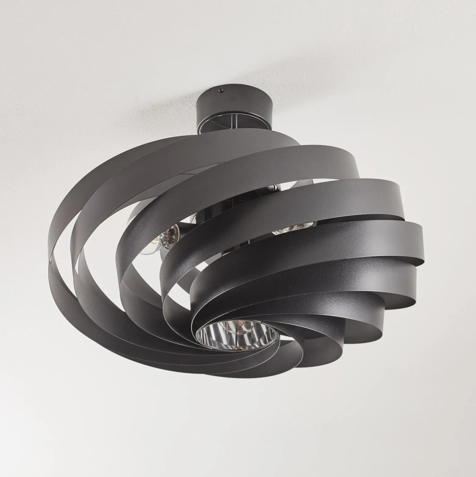 Plafón Vento, negro, Ø 60 cm, metal, E27