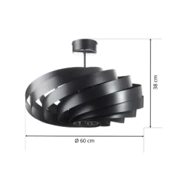 Plafón Vento, negro, Ø 60 cm, metal, E27