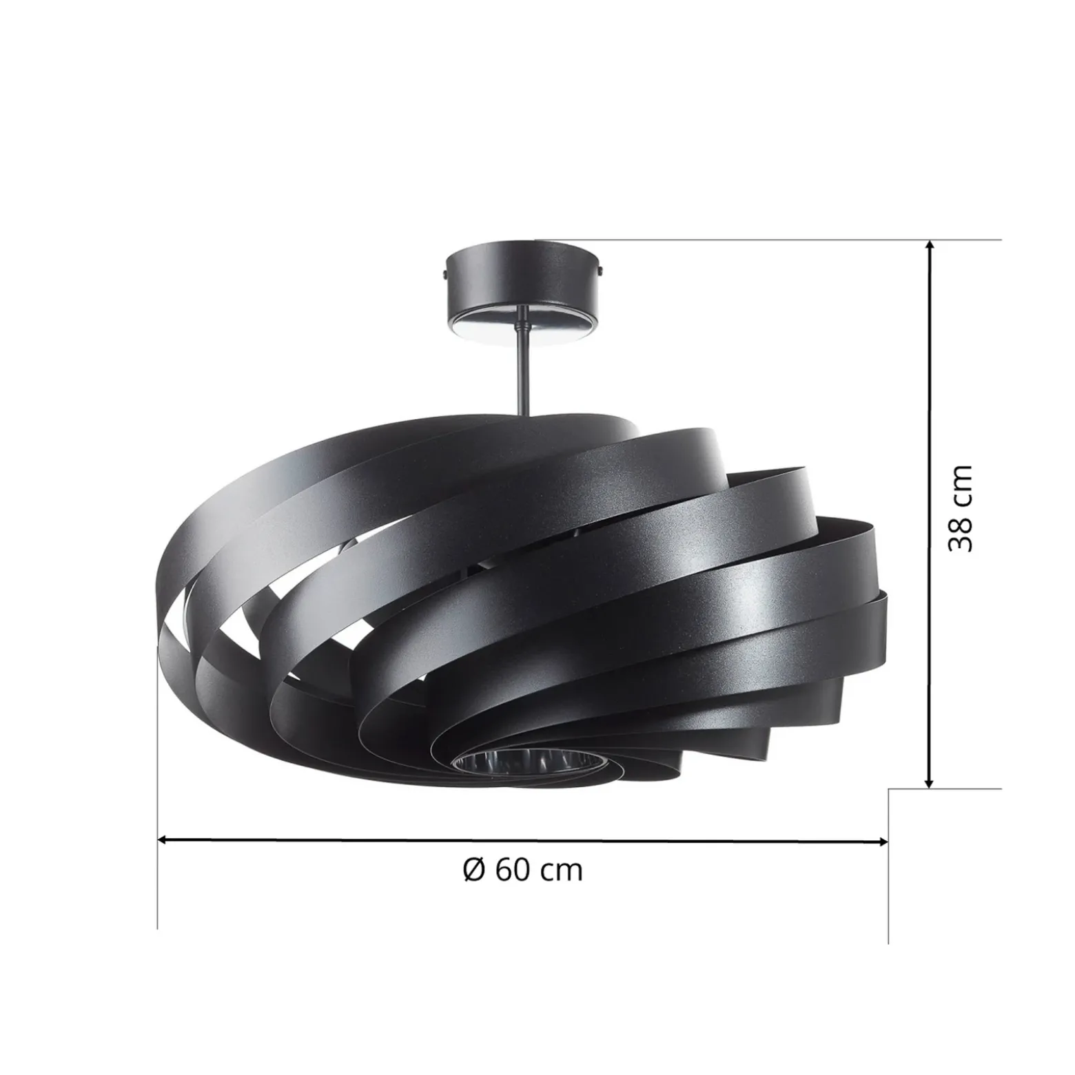 Plafón Vento, negro, Ø 60 cm, metal, E27