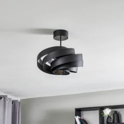 Plafón Vento, negro, Ø 40 cm, metal, E27