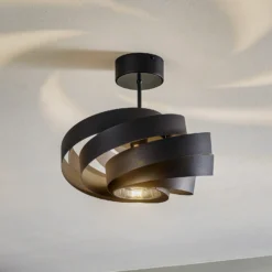 Plafón Vento, negro, Ø 40 cm, metal, E27