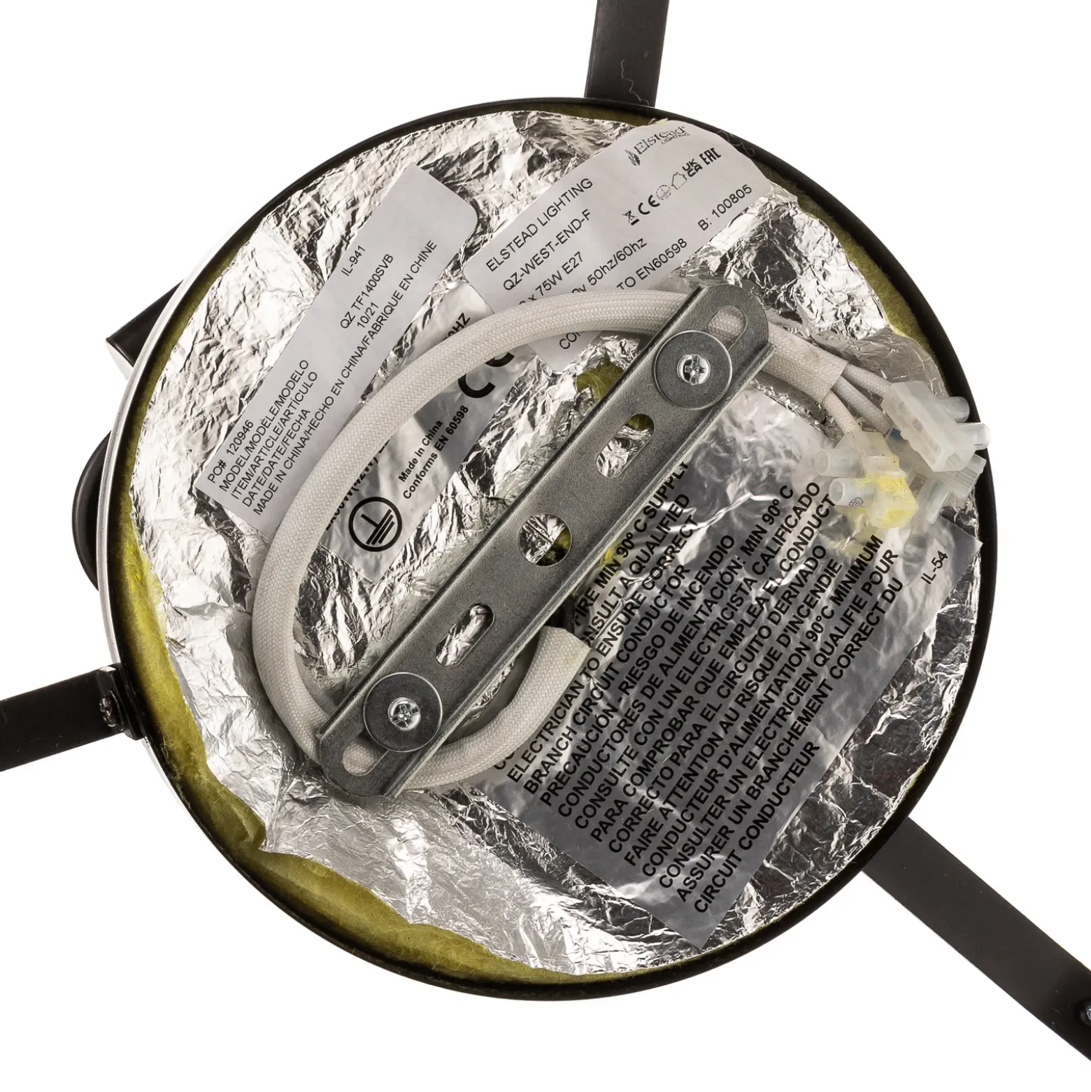 Plafón West End, bronce/multicolor, Ø 42 cm, cristal