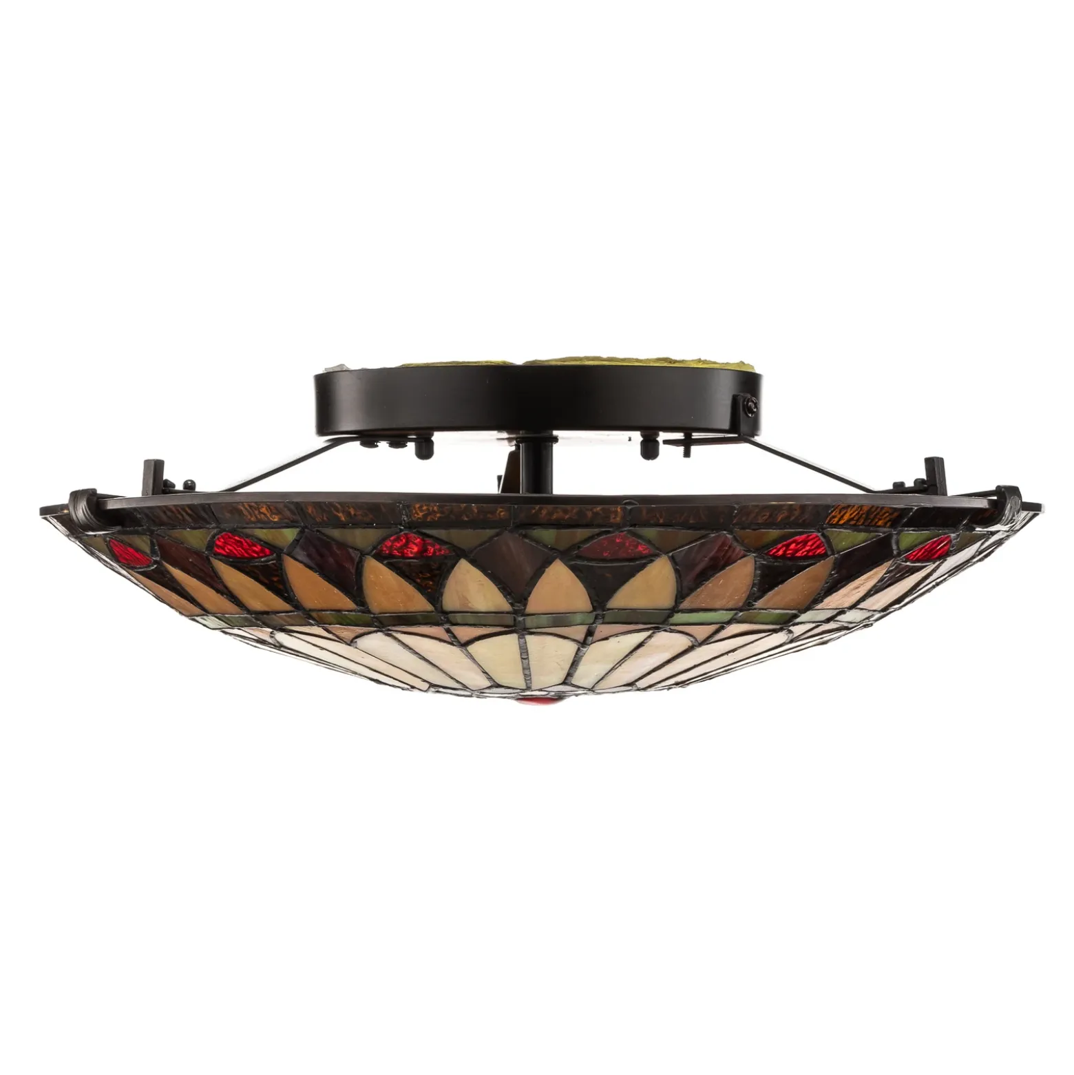 Plafón West End, bronce/multicolor, Ø 42 cm, cristal