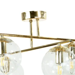 Plafón Zoe, color dorado, longitud 51 cm, cristal, 4 luces
