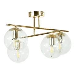 Plafón Zoe, color dorado, longitud 51 cm, cristal, 4 luces