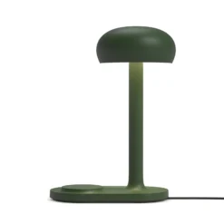 PLEASE WAIT to be SEATED Lámpara de mesa Emendo, verde, superficie de carga