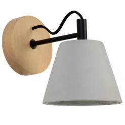 Possio - Aplique de pared con pantalla de hormigón y madera