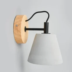 Possio - Aplique de pared con pantalla de hormigón y madera