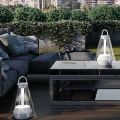 Prandina Shuttle lámpara de mesa LED IP44 blanco