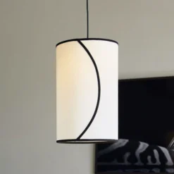 PR Home Lámpara colgante Ava, Ø 25 cm, algodón orgánico, color crema