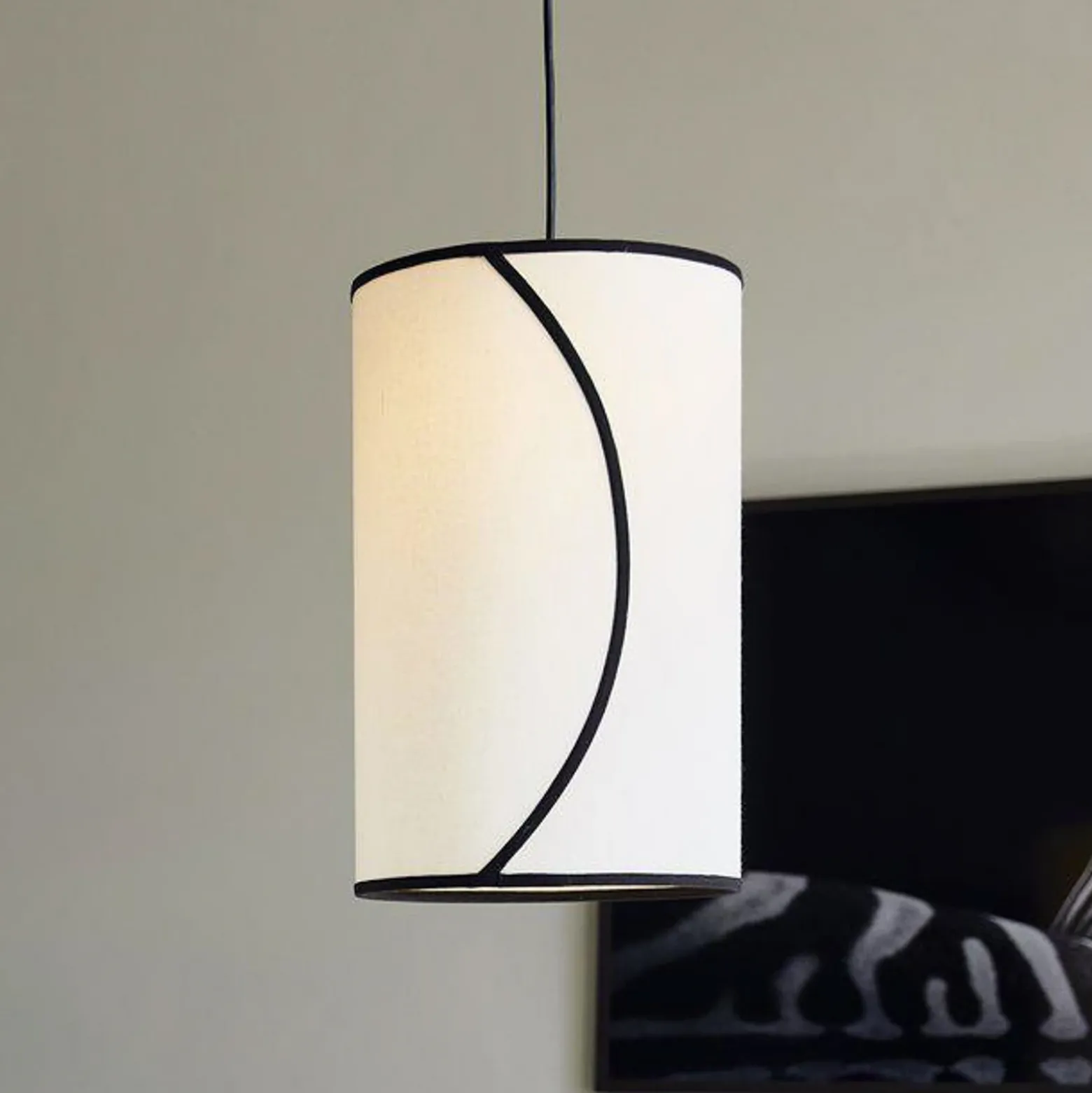 PR Home Lámpara colgante Ava, Ø 25 cm, algodón orgánico, color crema