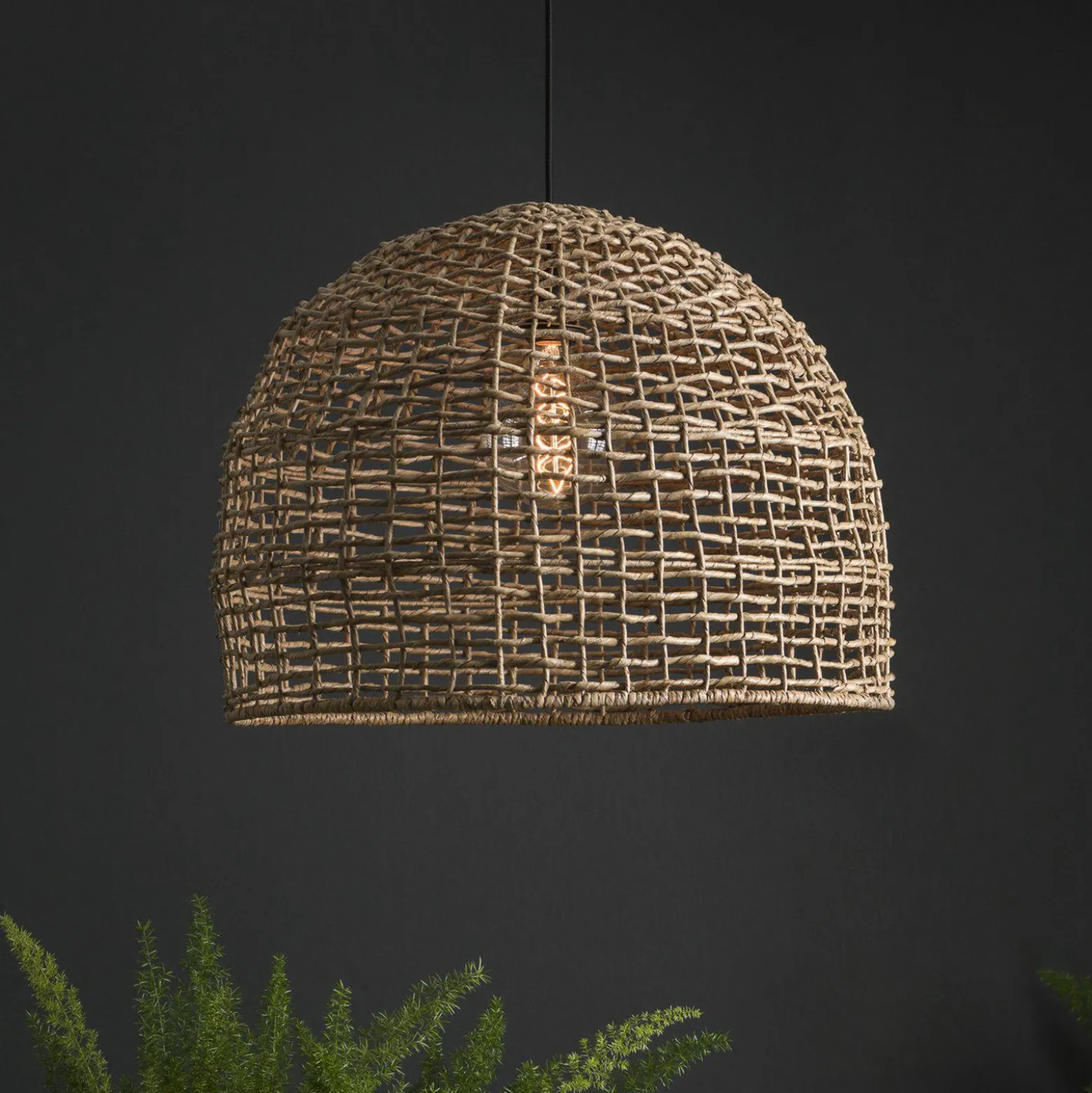 PR Home Lámpara colgante Cebu, Ø 46 cm, pantalla Lampakanay, IP20