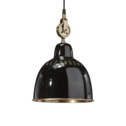 PR Home Lámpara colgante Cleveland, Ø 23 cm, negro/latón