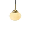 PR Home Lámpara colgante Elsy, color latón, cristal crema, enchufe