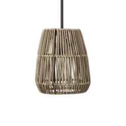 PR Home Lámpara colgante Saigon, aspecto ratán, gris, Ø 18 cm