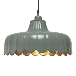PR Home lámpara colgante Wells, verde/oro, Ø 43 cm, metal