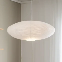 PR Home lámpara colgante Yuni, blanca, Ø 60 cm, suspensión blanca, E14
