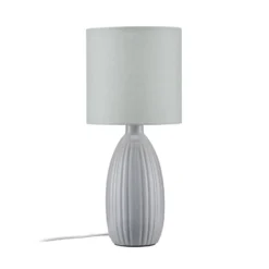PR Home Lámpara de mesa Uno, gris claro, altura 47 cm, textil/cerámica