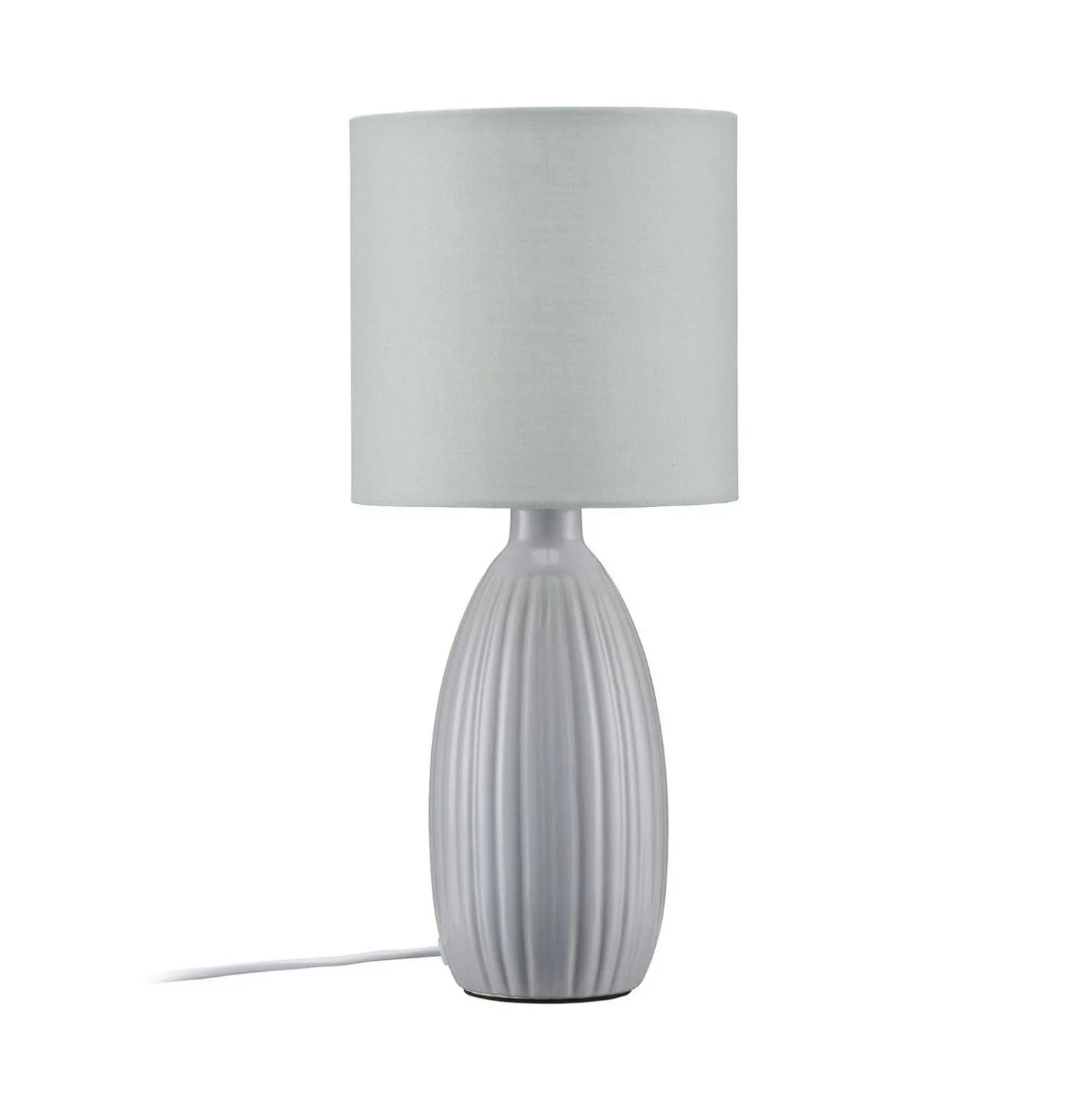 PR Home Lámpara de mesa Uno, gris claro, altura 47 cm, textil/cerámica