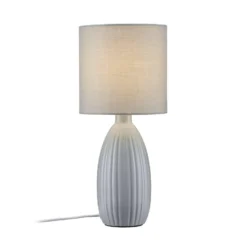 PR Home Lámpara de mesa Uno, gris claro, altura 47 cm, textil/cerámica