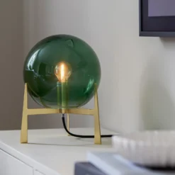 PR Home Milla lámpara de mesa alto 28 cm oro/verde