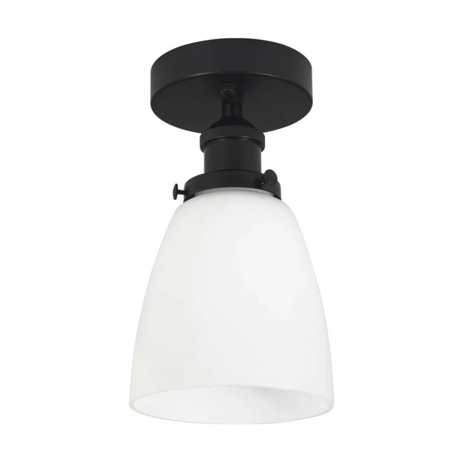 PR Home Plafón Kappa, negro/opal, cristal, Ø 14 cm