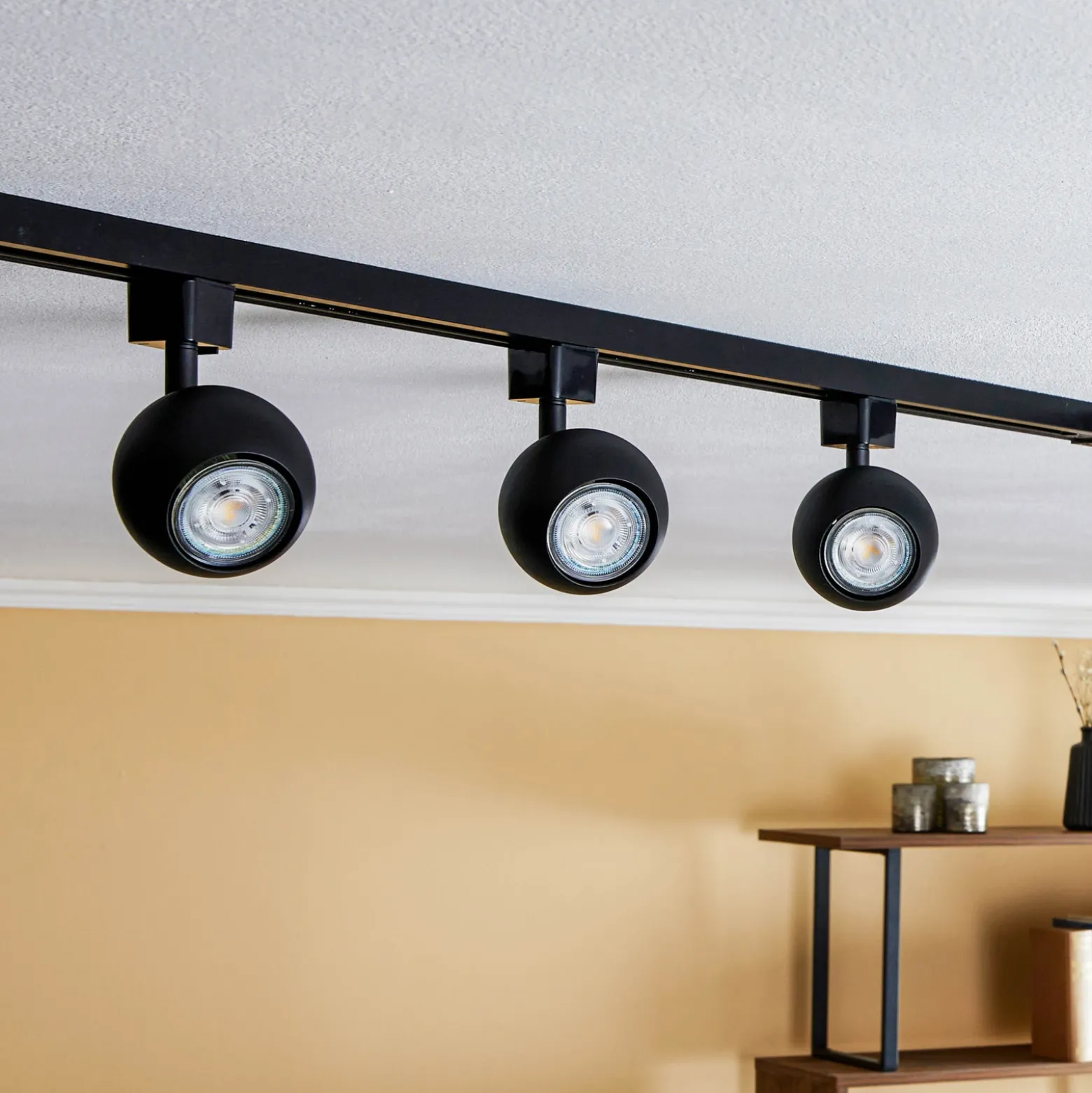 Prios Felipo 1 sistema de riel monofásico 3 luces negro