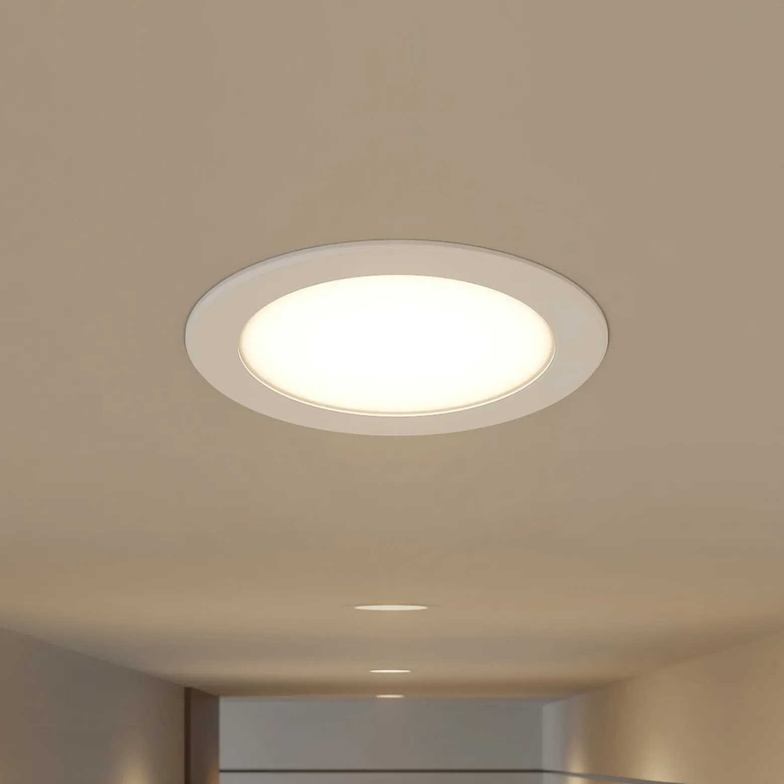 Prios foco empotrable LED Rida, blanco. Ø 19 cm, CCT, IP44