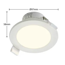 Prios foco empotrable LED Rida, blanco. Ø 10 cm, CCT, IP44