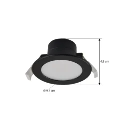 Prios foco empotrable LED Rida, negro, Ø 12 cm, CCT, IP44