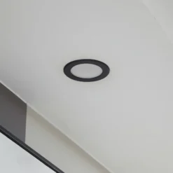 Prios foco empotrable LED Rida, negro, Ø 10 cm, CCT, IP44