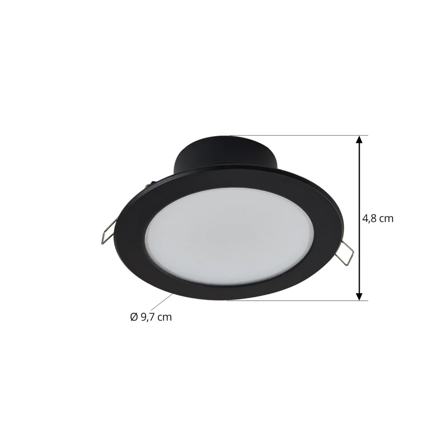 Prios foco empotrable LED Rida, negro, 14,5 cm, 12 W, CCT