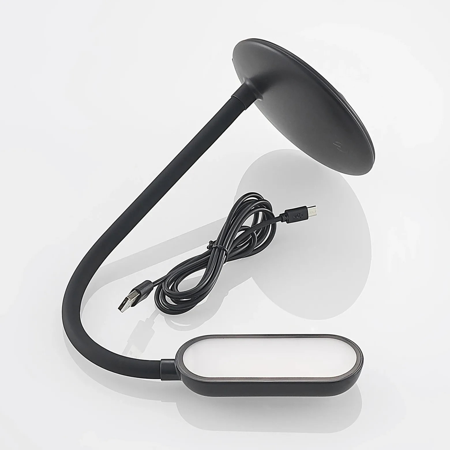 Prios LED lámpara de mesa recargable Opira, negro, USB, regulador táctil