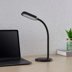 Prios LED lámpara de mesa recargable Opira, negro, USB, regulador táctil